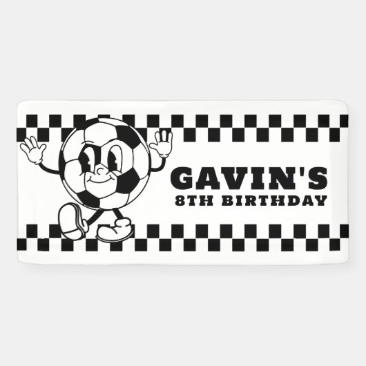 Aangepaste Retro Voetbal Verjaardagsfeest Vinyl Ou Spandoek (Horizontaal)