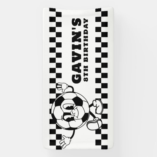 Aangepaste Retro Voetbal Verjaardagsfeest Vinyl Ou Spandoek (Verticaal)