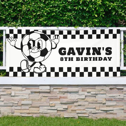 Aangepaste Retro Voetbal Verjaardagsfeest Vinyl Ou Spandoek