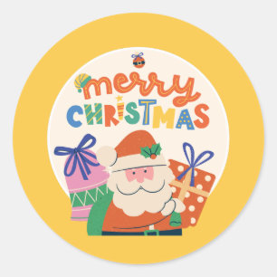 Aangepaste Retro Vrolijke Kerstcadeau's Ronde Sticker