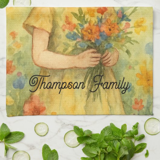 Aangepaste retro Waterverf weide Alice wonderland Theedoek (Gevouwen)