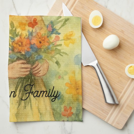 Aangepaste retro Waterverf weide Alice wonderland Theedoek (Quarter Fold)