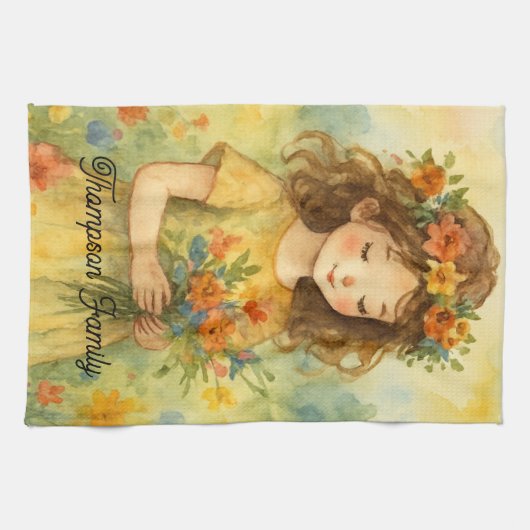 Aangepaste retro Waterverf weide Alice wonderland Theedoek (Horizontaal)