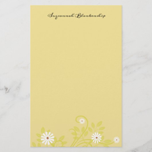 Aangepaste retro White Daisy Borders Stationery Briefpapier (Voorkant)