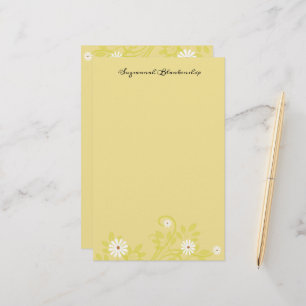 Aangepaste retro White Daisy Borders Stationery Briefpapier
