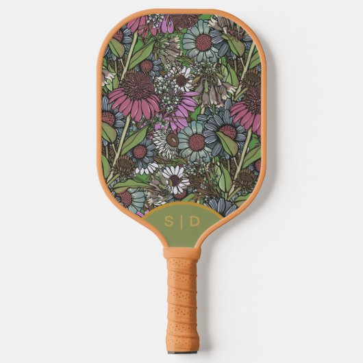 Aangepaste Retro Wilde Bloem Wintertuin Pickleball Paddle (Voorkant)