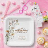 Aangepaste Retro Wildflower Baby shower Papier Bor Papieren Bordje (Feest)