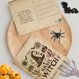 Aangepaste Retro Witch Pet Magic Cottagecore Hallo Briefkaart