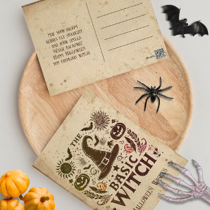 Aangepaste Retro Witch Pet Magic Cottagecore Hallo Briefkaart