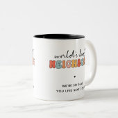 Aangepaste Retro World's beste buren Tweekleurige Koffiemok (Voorkant rechts)