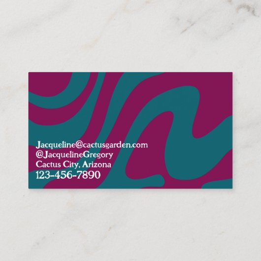 Aangepaste Retro Zebra Stripes Wavy Lines Magenta  Visitekaartje (Achterkant)