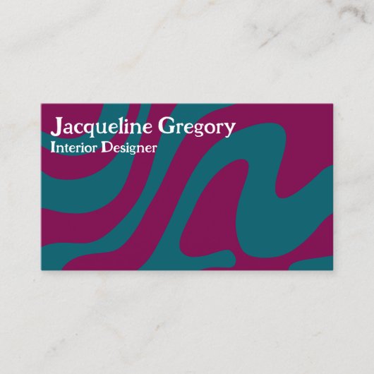 Aangepaste Retro Zebra Stripes Wavy Lines Magenta  Visitekaartje (Voorkant)