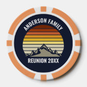 Aangepaste Retro Zonsondergang Berg Gezinsbijeenko Poker Chips (Voorkant)