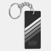 Aangepaste Retro Zwart Grijs Wit Strepen Art Patte Sleutelhanger (Voorkant Links)