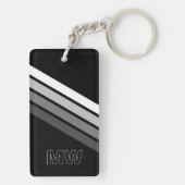 Aangepaste Retro Zwart Grijs Wit Strepen Art Patte Sleutelhanger (achterkant)