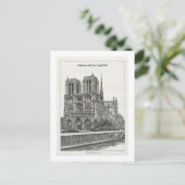 Aangepaste retro zwart-wit Notre Dame briefkaart (Staand voorkant)