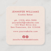 Aangepaste Retrorororoze stripes Bakery Logo Vierkante Visitekaartje (Achterkant)