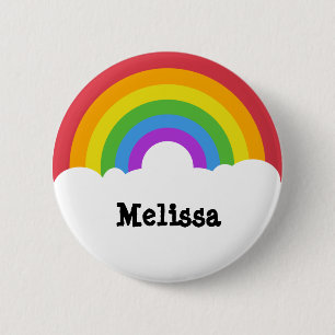 Aangepaste Retrostijl ronde regenboog en wolken Ronde Button 5,7 Cm