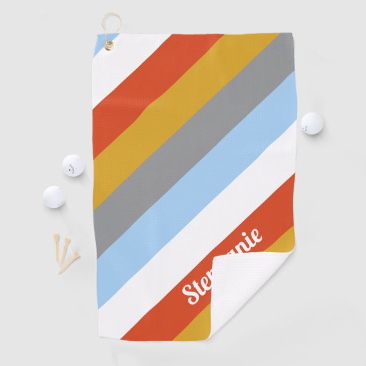 Aangepaste Retrostripes Golfhanddoek (Insitu)