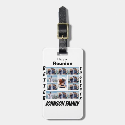 Aangepaste reünie 11 fotocollage bagagelabel (Voorkant verticaal)