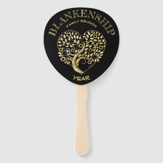 Aangepaste reünie Gold Heart-vormgeving Handwaaier (Voorkant)