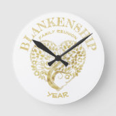 Aangepaste reünie Gold Heart-vormgeving Ronde Klok (Voorkant)