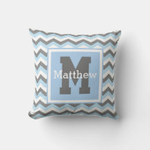 Aangepaste Rey Baby Blue White Chevron Monogram Na