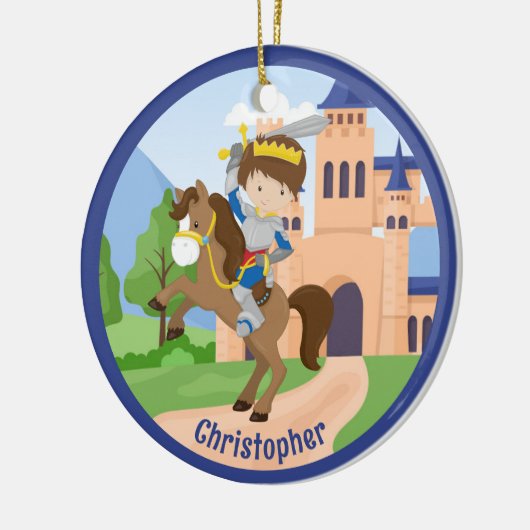 Aangepaste ridder in glanzende pantser Kinder kers Keramisch Ornament (Links)