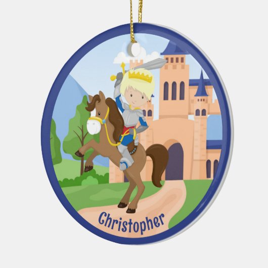 Aangepaste ridder in glanzende pantser Kinder kers Keramisch Ornament (Links)