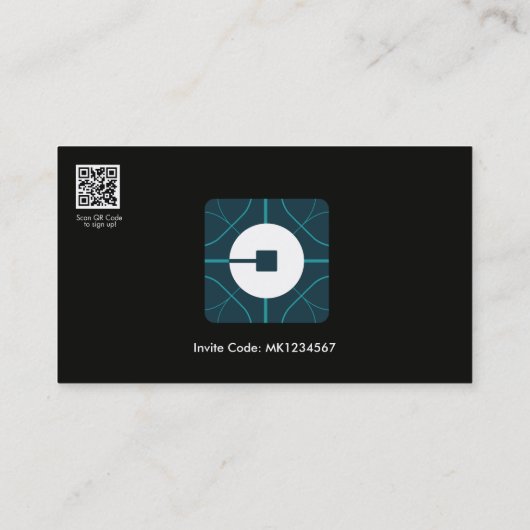 Aangepaste Ride Sharing Uber Driver (nieuwe Uber L Visitekaartje (Achterkant)