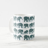 Aangepaste rijen Paisley Elephants, White Coffee-M Koffiemok (Voorkant links)