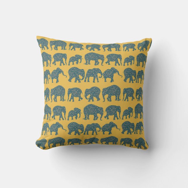Aangepaste rijen van Paisley Elephants Pillow of C Kussen (Voorkant)