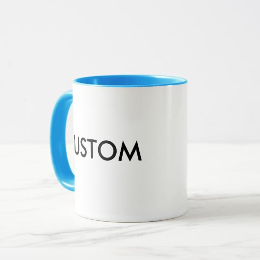 Aangepaste Ringer 11oz Mok - LICHTBLAUW Lip & hand (Voorkant links)