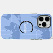 Aangepaste Riviera Blauwe Wereldkaart Monogram Naa Case-Mate iPhone Case (Achterkant (horizontaal))