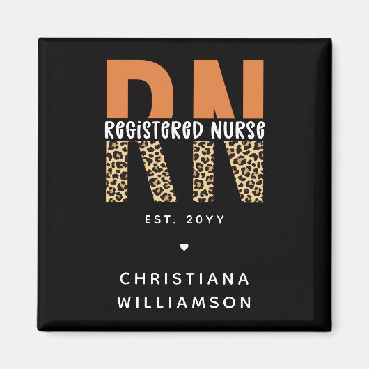 Aangepaste RN geregistreerde zenuwluipaard Typogra Magneet (Voorkant)