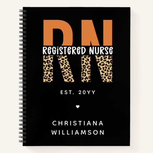 Aangepaste RN geregistreerde zenuwluipaard Typogra Notitieboek (Voorkant)