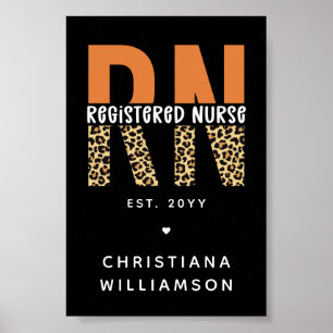 Aangepaste RN geregistreerde zenuwluipaard Typogra Poster