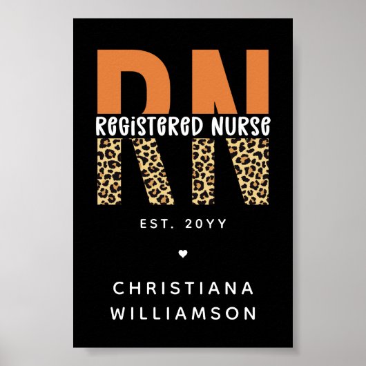 Aangepaste RN geregistreerde zenuwluipaard Typogra Poster (Voorkant)