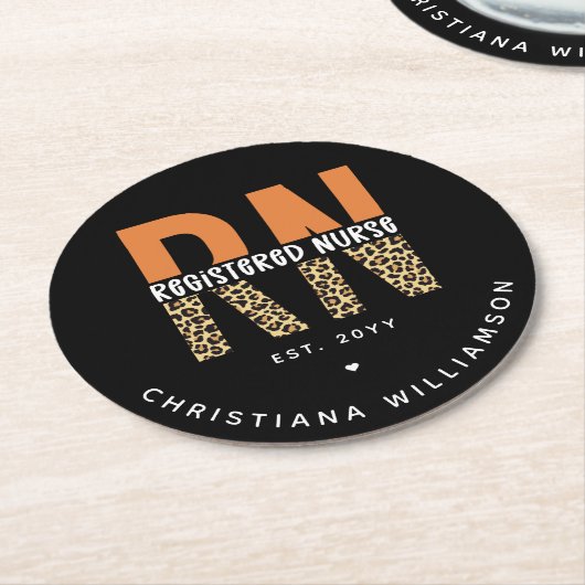 Aangepaste RN geregistreerde zenuwluipaard Typogra Ronde Kartonnen Onderzetter (Gebogen)