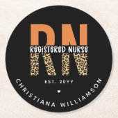 Aangepaste RN geregistreerde zenuwluipaard Typogra Ronde Kartonnen Onderzetter (Voorkant)