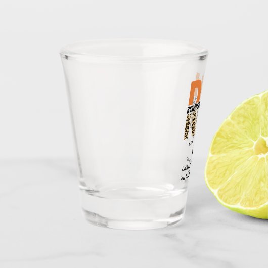 Aangepaste RN geregistreerde zenuwluipaard Typogra Shot Glas (Links)