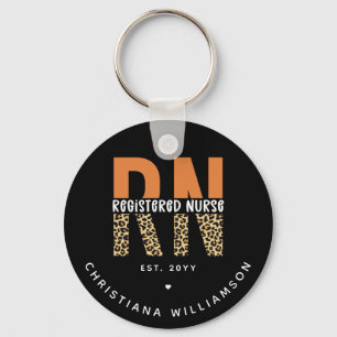 Aangepaste RN geregistreerde zenuwluipaard Typogra Sleutelhanger