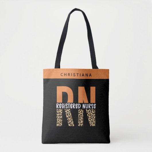 Aangepaste RN geregistreerde zenuwluipaard Typogra Tote Bag (Voorkant)