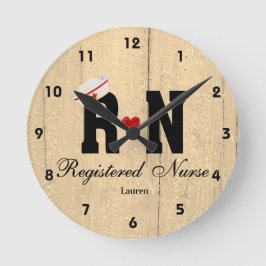 Aangepaste RN Nurse Pet Wood Acrylwandklok Ronde Klok