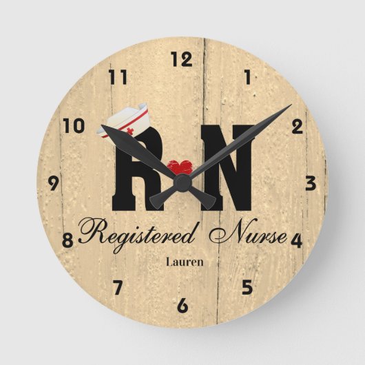Aangepaste RN Nurse Pet Wood Acrylwandklok Ronde Klok (Voorkant)