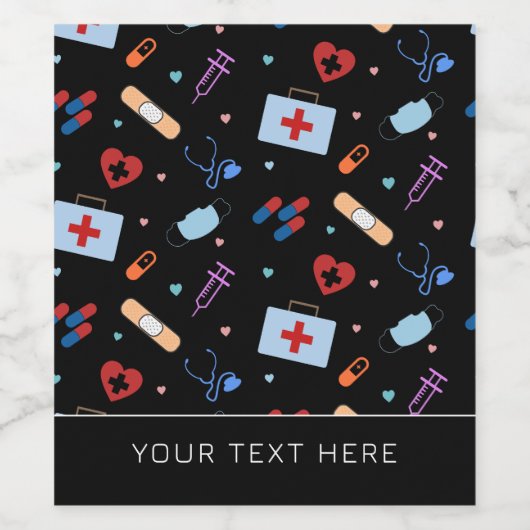 Aangepaste RN Verpleegster | Arts Medisch Patroon Wijn Etiket (Enkel label)