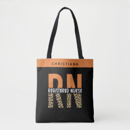 Aangepaste RN Verpleegster Luipaard Typografie Tote Bag