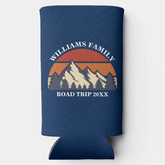 Aangepaste Road Trip Mountain Sunset Seltzer Blikjeskoeler (Achterkant)