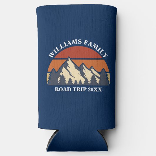 Aangepaste Road Trip Mountain Sunset Seltzer Blikjeskoeler (Voorkant)