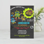Aangepaste robots verjaardagsuitnodiging kaart (Staand voorkant)